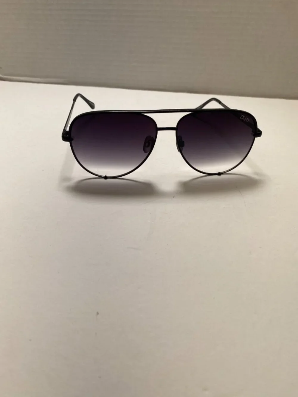 Quay x Desi High Key Black Aviator Sunglasses 111 Frames Gradient Lenses